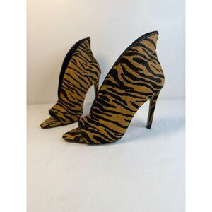 Aldo Tinindra Booties Womens Size 7.5 Gold/Black Tiger Print Stiletto Heel Shoes